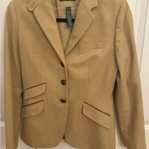 Ralph Lauren Women's Camel Blazer with Contrast Trim